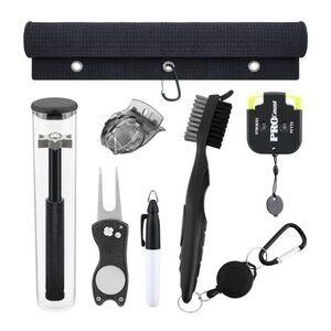 Golf Club Cleaning Kit Golf Towel Brush Divot Tool Marker Scorer Hex Cleaner New